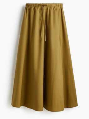 Divided Maxi Skirt with Drawstring Waist - Mustard